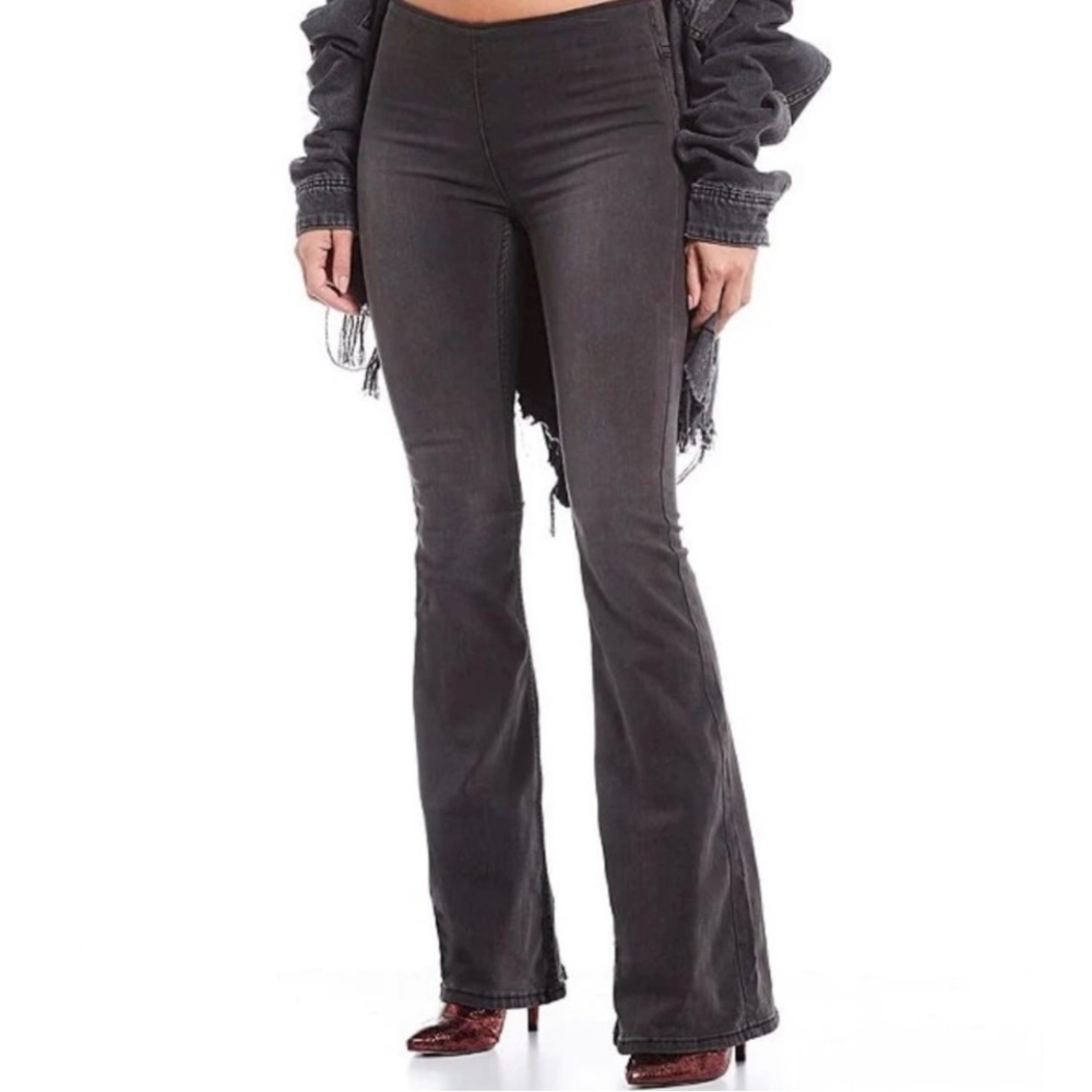 Free People We The Free Penny Flare Pull-On Jeans Washed Black NWT